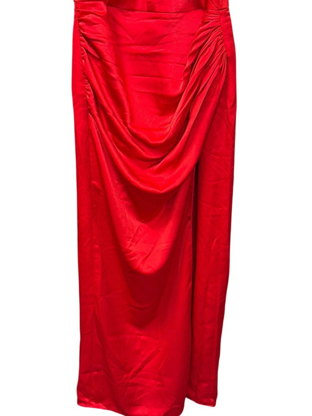Halston Red Sleeveless Knot-Strap Satin Gown Size 14 New - Picture 8 of 12